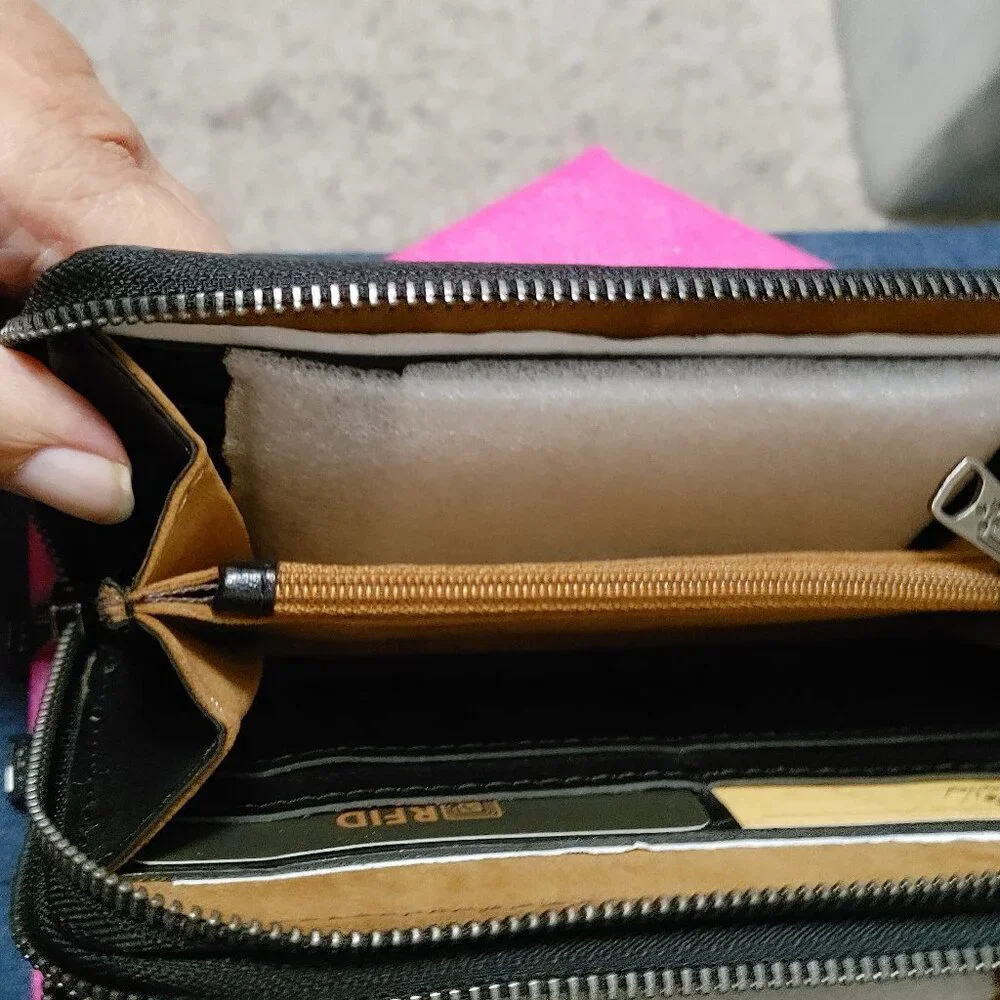 Patricia Nash double zipper wallet in embossed map print - Picture 7 of 10